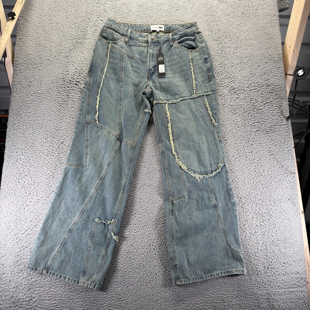 Fashion Nova Belmont Jeans Womens 15 Blue Cotton Denim Straight Baggy Workwear